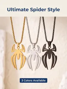 Men's Spider Necklace, Women's Titanium Stainless Steel, Silver Color Cuban Chain, Gothic Spider Pendant, Halloween Jewelry, Birthday Gift
