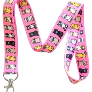 Execucat Lanyard - Cats with Masks (Pink) - ID Badge Holder & Keychain