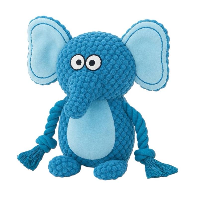 Squeaky Elephant Dog Toy Plush Crinkle Durable Ropes Interactive Fun for Puppies