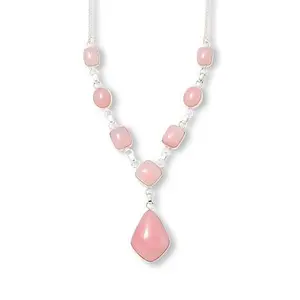 Mine Finds by Jay King Peruvian Pink Opal Sterling Silver Station Drop Necklace