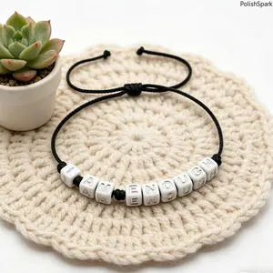 "In I AM ENOUGH" Inspirational Letter Bead Bracelet, Fashion Accessory for Daily Wear