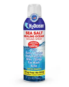 H2Ocean Healing Ocean Wound Spray 6oz - Gentle Cleansing Solution with Lysozyme for Cuts, Burns, Piercings, Bites & Acne - Hypoallergenic & pH Balanced