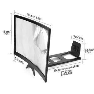 14" Curved Screen Magnifier - HD Mobile Phone Screen Magnifier,Anti-Blue Light Phone Screen Amplifier Projector with Foldable Stand,Supports All Smartphones