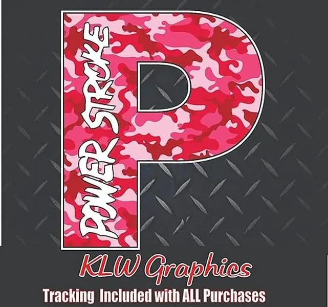 Powerstroke P Red Camo Print Full Color Decal Sticker Turbo Diesel Truck 6.0 6.7 7.3 Crew Double Cab