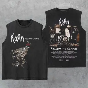 Pantera Cowboy From Hell K0rn Washed Tank Top, Gym Essential, Vintage Casual Crewneck Short Sleeves Menswear T-shirts Classic Cotton Fabric Streetwear