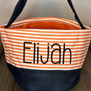 Customized Trick or treat basket/ Embroidered with your name or initials/custom made/ Halloween Embroidery Basket