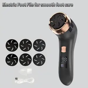 Electric Foot File, Rechargeable Callus Remover, Adjustable Speed, 6 Quartz Sand Heads, Professional Footcare Tool, Rechargeable Pedicure Tool, Effective Footcare