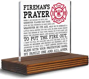 Firefighter's Prayer Clear Acrylic Desk Decorative Sign, Fireman Appreciation Fire Academy Graduation Gift, Thank You Gift for First Responders Frontliner Birthday Work Anniversary Plaque