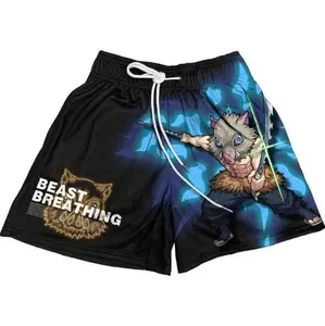 Demon Slayer Inosuke Beast Breathin Gym Shorts Workout Sport Knee Pants With Four Pockets