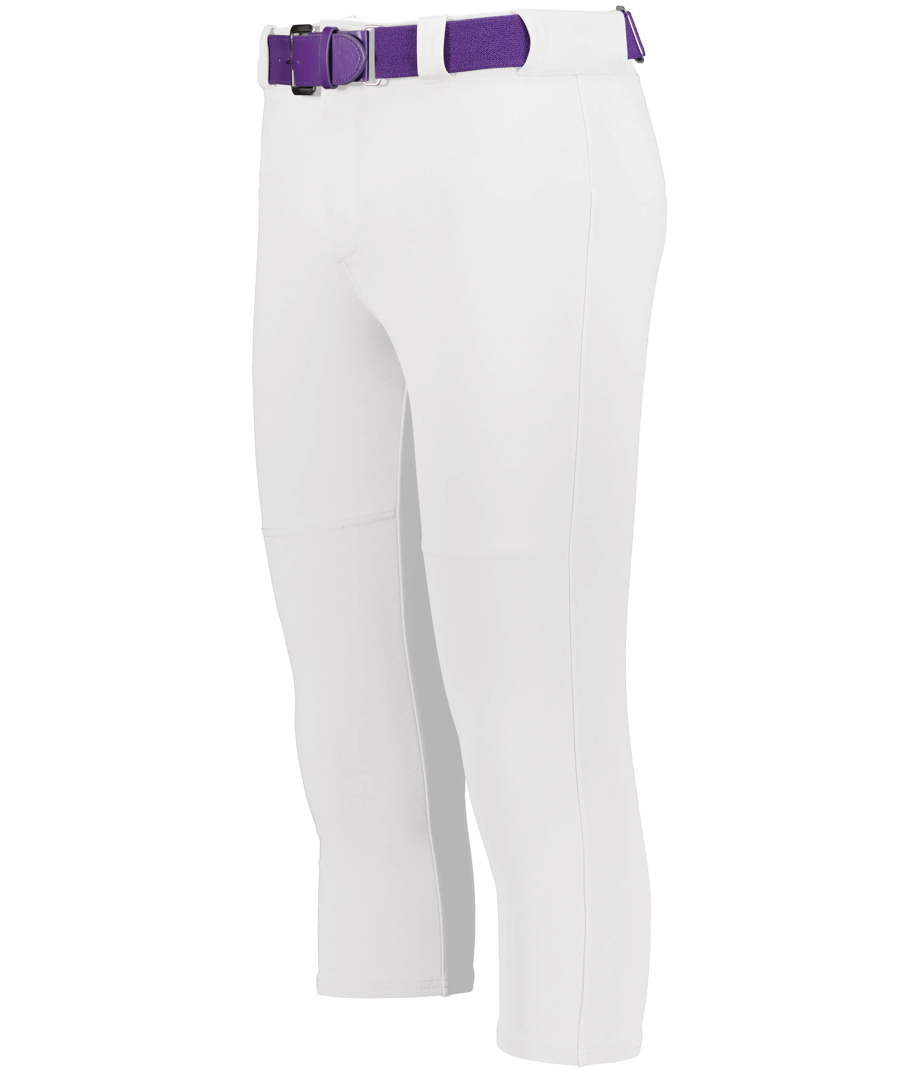 Women's Double-Knit Polyester Snug-Fit Pants - Soft Stretch, Moisture-Wicking Synthetics, Neutral Pattern, Snap-Tunnel Belts, Elastic Waistband, Reinforced Knees, Welt Pocket - Gamer Softball & Gym Bottoms