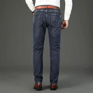 Business Men's Jeans Casual Straight Elastic Fashion Classic Blue Work Denim Pants Men Clothing Sizes 28-40 Fabric Menswear