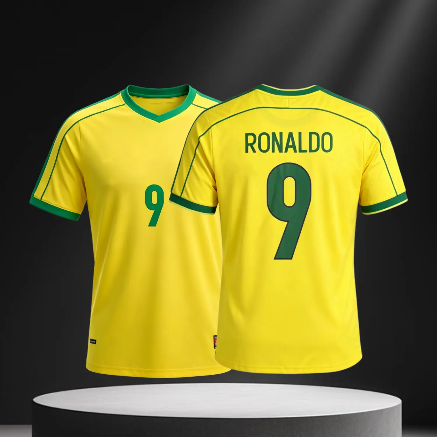1998 Brazil National Team Home Yellow 9# Ronaldo Short Sleeve Soccer Jersey Fans Version