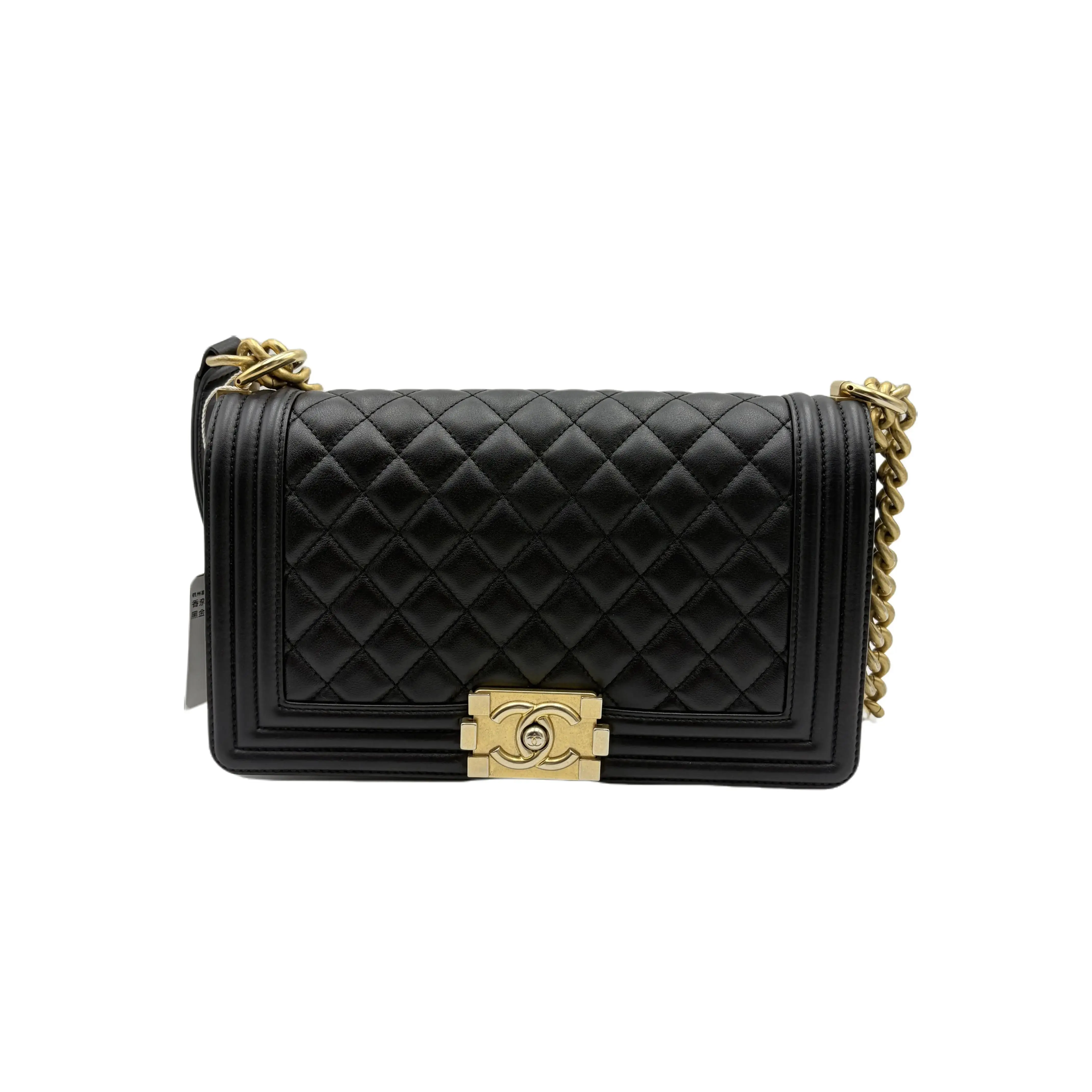 Pre-owned CHANEL Le Boy H5 Series Black Lambskin Handbag H20035, Handbag Sling Bag, Casual Shoulder Bag, Leather Cross Body, Crossbody Bag