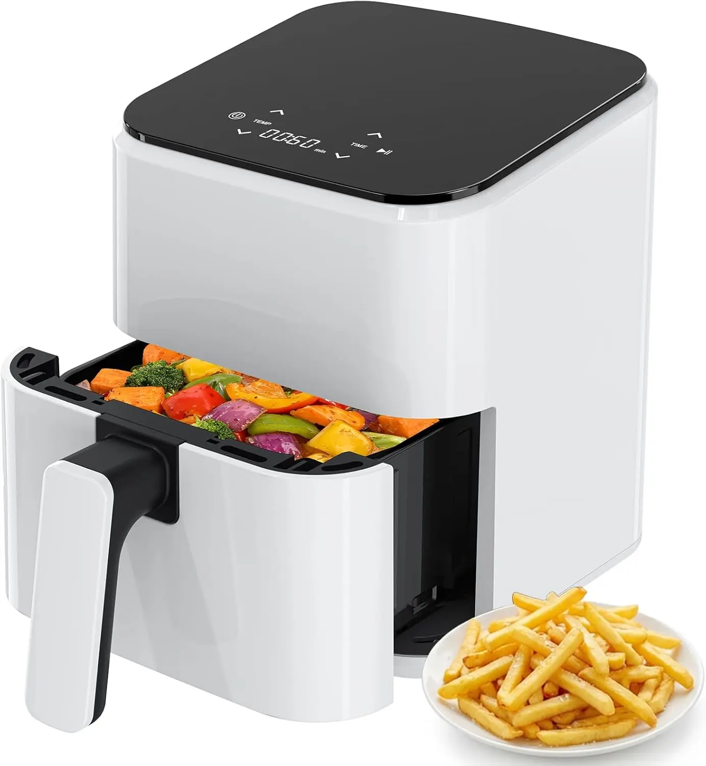 Mini 3 Quart Air Fryer with Digital Touch Panel, 160–400℉ Adjustable Temp, 800W Fast Air Circulation, Auto Shut-Off & Overheat Protection, Perfect for Apartment & Dorm
