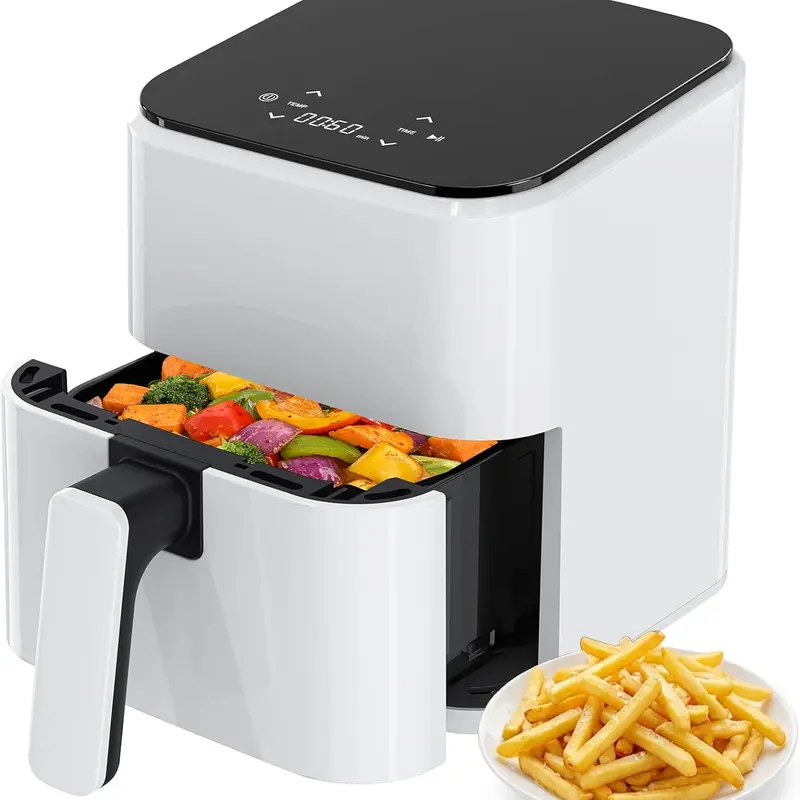 「AirFryerTok」Mini 3 Quart Air Fryer with Digital Touch Panel, 160–400℉ Adjustable Temp, 800W Fast Air Circulation, Auto Shut-Off & Overheat Protection, Perfect for Apartment & Dorm