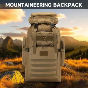 Tactical Camouflage Waterproof Backpack 80L Ultra-Large Capacity Bug Out Bag with Breathable Mesh Holes & Waist Belt for Camping Hiking Hunting