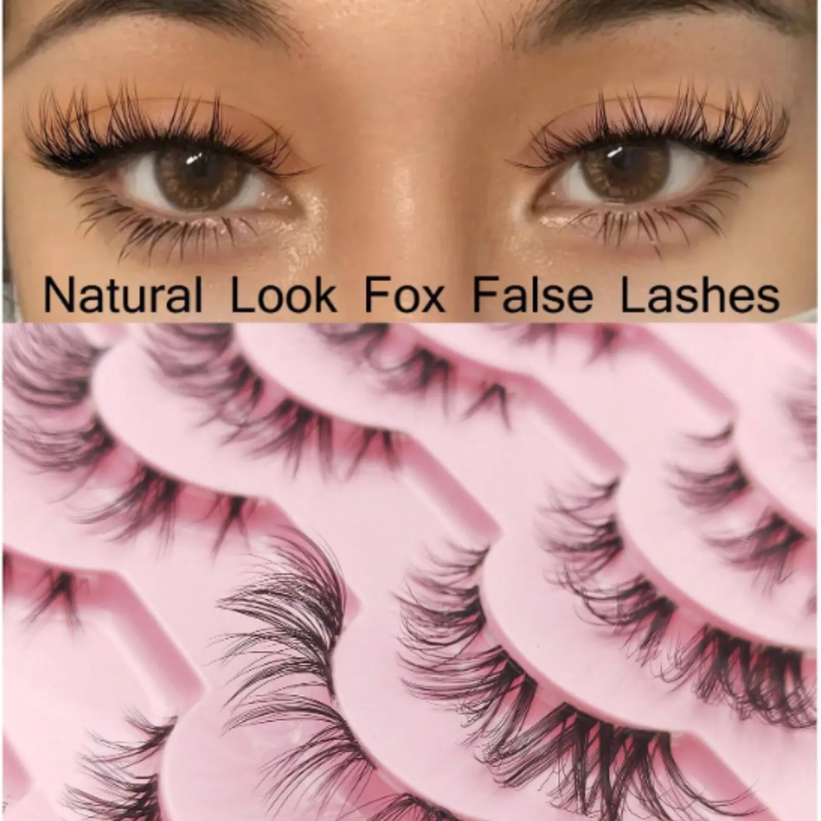 Faux Mink Eyelashes with Clear Band Strip Lashes Fluffy Natural Look Wispy Light 13MM Short False Eyelashes Invisible Small 3D Fake Lashs Pack 10 Pairs(Can be DIY cut open)