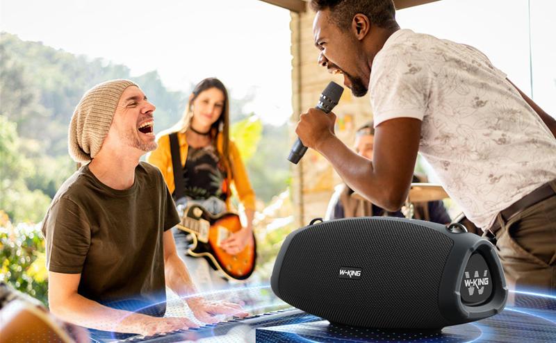 W-KING 120W Portable Bluetooth Speaker with Wireless Microphone,  IPX6 Waterproof, Triple Passive Radiators-Deep Bass/Hi-fi/DSP/Power Bank/TF/AUX/EQ/Opener