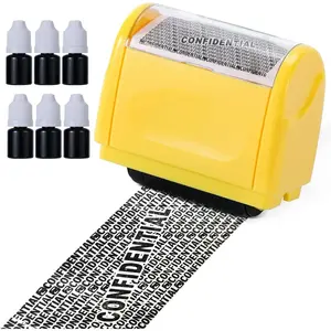 Identity Theft Protection Roller Stamps - Confidential Roller Stamp Including 6-Pack Refills, Anti Theft, Privacy & Security Stamp, Designed for ID Blackout Security