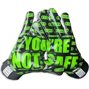 Battle Sports Nightmare You're Not Safe Football Receiver Gloves - Neon Green