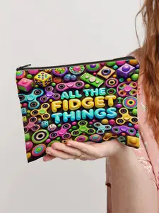 All The Fidget Things Makeup Bag – Fun Sensory Fidget Toys Organizer for Gifts (Birthday, Christmas, Thank You) – Perfect for Kids, Teens, Friends, Colleagues, ADHD Sufferers & Yourself – Holds Cosmetics, Chargers, Snacks, Small Tools