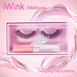 iWink SilkBloom Strip Lashes | 15mm Fluffy Wispy False Eyelashes | Ultra-Light 0.0009oz, Cruelty-Free, Reusable Fake mink Lashes with Lash Glue Included for Natural Dramatic Look Ultra-thinness Ultra-light makeup volumelashes