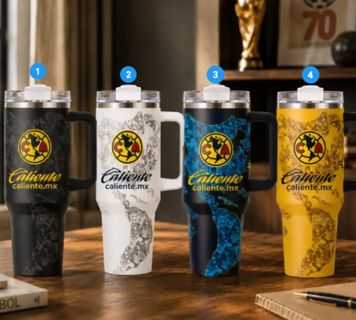 [Soccer Fan Collection] Viral Club América Inspired 40oz/20oz Tumbler with Handle & Straw, Stainless Steel Double Wall Vacuum Insulated Travel Mug, Soccer Fan Edition, Keeps Drinks Hot & Cold, Fits Car Cup Holder, Gift for Club América Fans