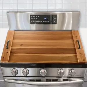 Noodle Board Stove Cover, Acacia Wood Stove Top Covers Board for Gas Burners and Electric Stove, Extra Thick Wooden RV Stovetop Cover/Sink Cover - Tray for Kitchen Counter Space Ceramic Utensils