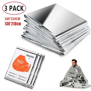 10 Pack Emergency Blanket 130*210cm Survival First Aid Thermal Mylar Space Blanket Silver for Camping Hiking Exploration
