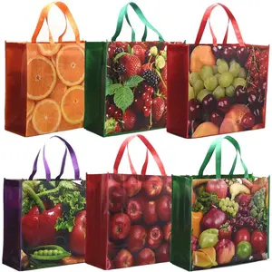 6 Pack  Grocery Bags for Shopping, Foldable Large Tote Bags Heavy Duty,  Ripstop