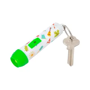 Fun Camp Flashlight Keychains with Happy Camper Designs - 12 Pc.