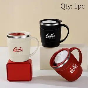 1pc 500ml/17oz Stylish 304 Stainless Steel Coffee Mug with Lid -Double- Walled, BPA-Free, Spill-Proof Travel Cup Insulated Travel Drinkware for Hot & Cold Beverages - Perfect Gift for Christmas, Valentine's, Mother's Day, Halloween