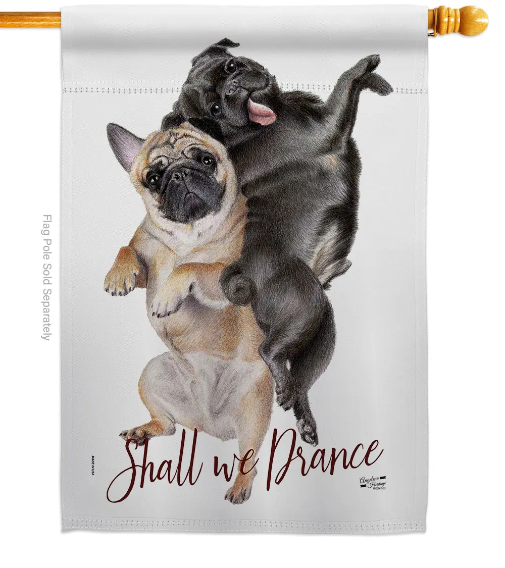 Angeleno Heritage H137562-BO Shall we Dance Animals Dog 28 x 40 in. Double-Sided Decorative Vertical House Flags for Decoration Banner Garden Yard Gift
