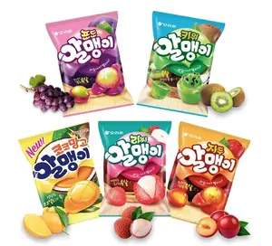 Korean Fruit Jelly Candy – Assorted Chewy Gummy Snacks – 5 Fruity Flavors (Grape, Plum, Lychee, Kiwi, Mango)