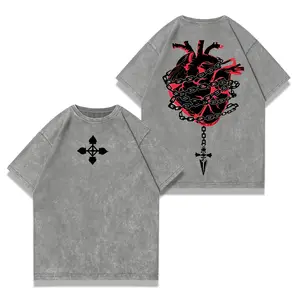 Retro Heavy Limited Kurapika Hunter x Hunter Anime Printed Vintage Washed Tee