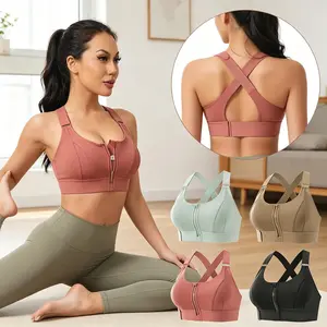 Adjustable Sports Bra for Women with Front Zipper & Hook & Loop, High Support Shockproof Yoga Gym Workout Top, S-5XL Fits Most Women, Perfect for Daily Running, Yoga, Fitness & Workout