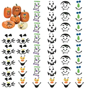 1" - 4 1/2" Bulk 48 Pc. Silly Pumpkin Faces Foam Decorating Kit
