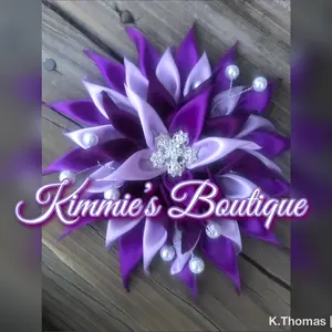Three shades of purple flower brooch
