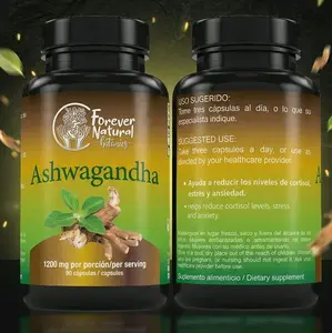 Forever Natural Botanics Ashwagandha 1200mg - 90 Vegan Capsules for Men & Women - Supports Cortisol Body Energy & Reduces Stress - Plant-Based Supplement - Fitness, Healthcare
