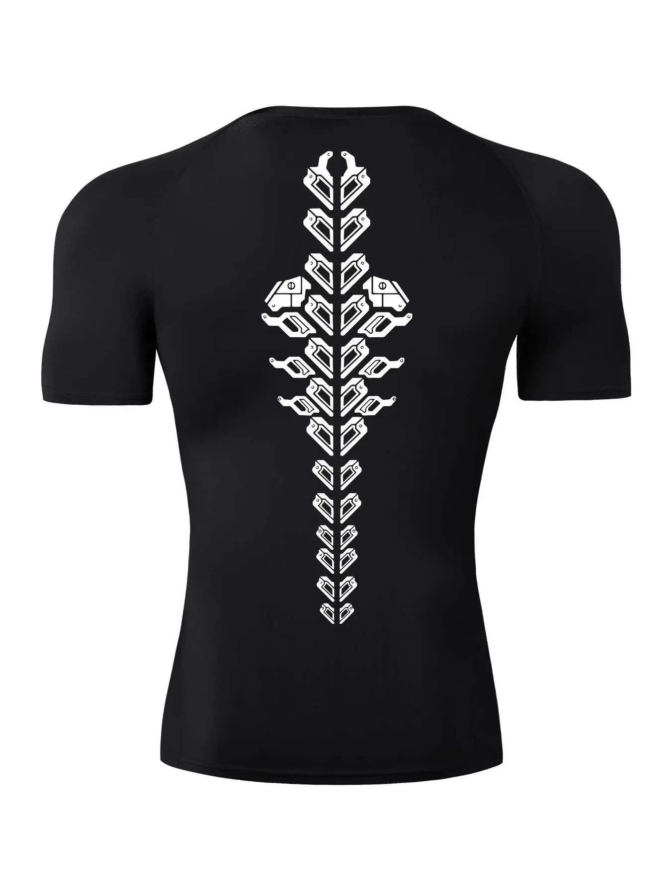 Men's Mechanical Spine Print Round Neck Sports Tee, Regular Fit Dry Fit Wicking Quick Drying Breathable Short Sleeve T-shirt for Gym Workout Running, Casual Sporty Top for Summer, Fitness Shirt, Fitness Clothes