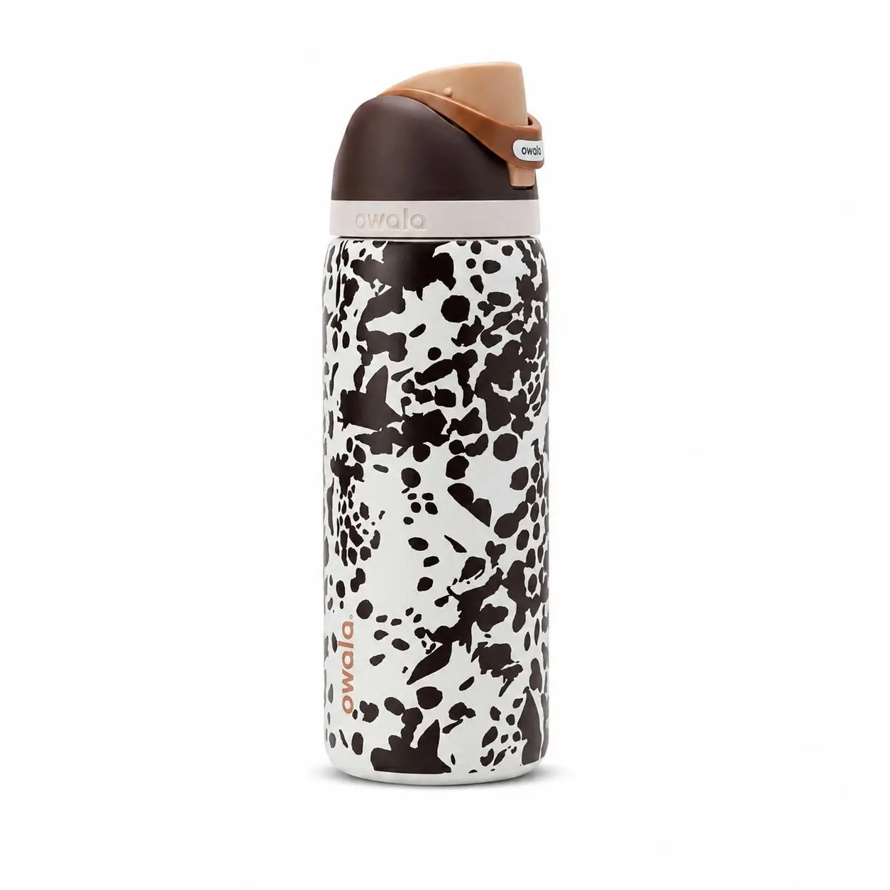 32oz FreeSip Insulated Stainless Steel Water Bottle with Straw, Western Brown Cow Print Leak-Proof Bottle for Women, Cute Country Aesthetic Travel Bottle for Gym, School, Work, Road Trips & Cold Drinks