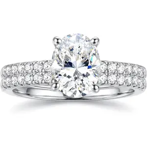 YADOCA  Engagement Rings for Women Non Tarnish 14K Plated Gold Bridal Rings Sets Dainty Oval Cut CZ Wedding Ring Set Stackable Eternity Promise Rings for Her Size 5-10