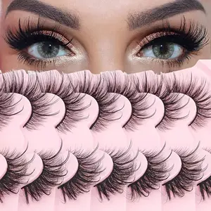 7 Pairs Fluffy False Eyelashes Cosmetic Eyelashes 18mm Full C Curl, Natural Cat Eye Style, Soft and Durable, Perfect for Daily Wear & Special Occasions