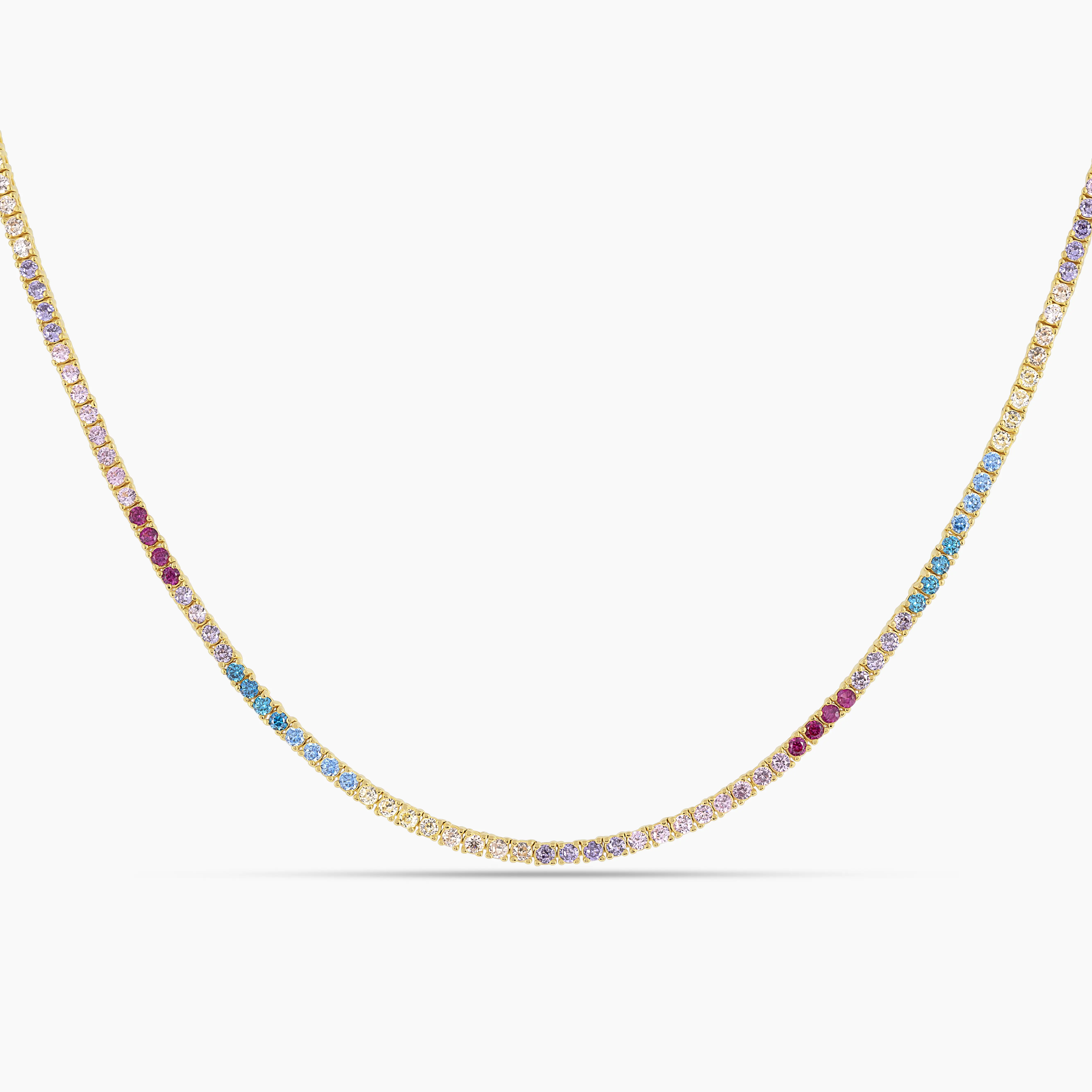 Rainbow Tennis Necklace for Women, Dainty Cubic Zirconia Chain Jewelry Necklaces, Elegant Statement Piece, Cz Crystals, Line Chain, Vibrant Yet Refined