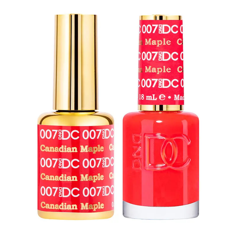 DND DC Duo Set | Matching Color UV Curing Gel Polish & Regular Lacquer, #007 Canadian Maple - 2 Bottle Cosmetic Nail Polish, Manicure, Two Bottles