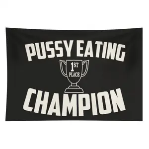 P*ssy Eating Champion Flag funny flag 3x5 banner garage college Wall Flag Hanging Hanging Decor Pack Ornaments Decoration Decor Pack wishing gift Room Lightweight Cozy Tapestry