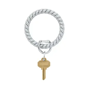 OVENTURE Silicone Big O® Key Ring - Solid Quicksilver Braided Jewelry-Inspired Design with Metallic Shine & Patented Locking Clasp - Charm Charm