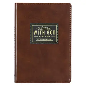 One minute WITH GOD for men, 365 days of daily prayer brown book, Bible prayer Faux Leather Journal