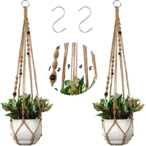 Macrame Plant Hanger,5 Arms Plant Hanger Indoor,Windchime Style Hanging Plant Holder,2 Pack Plant Hanger,Boho Home Decor Hanging Planters for Indoor Plants