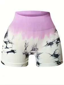 Women's Seamless High-Waisted Yoga Shorts, Sporty Elastic Waist Design, Perfect for Running & Cycling, All-Season Wear, Training Cycling Shorts, Running Workout Shorts